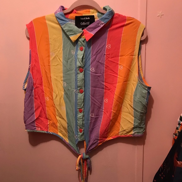 Modcloth Collectif Prismatic Tie Front Blouse - Picture 5 of 11